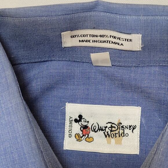 VNT Walt Disney World Mickey Mouse Men's Sz L Button Down Blue Pocket Logo Shirt - Picture 5 of 9